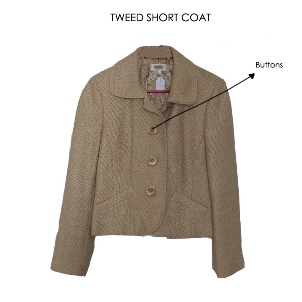 Talbots Tweed Short Coat - Cream Color - Picture 2 of 3